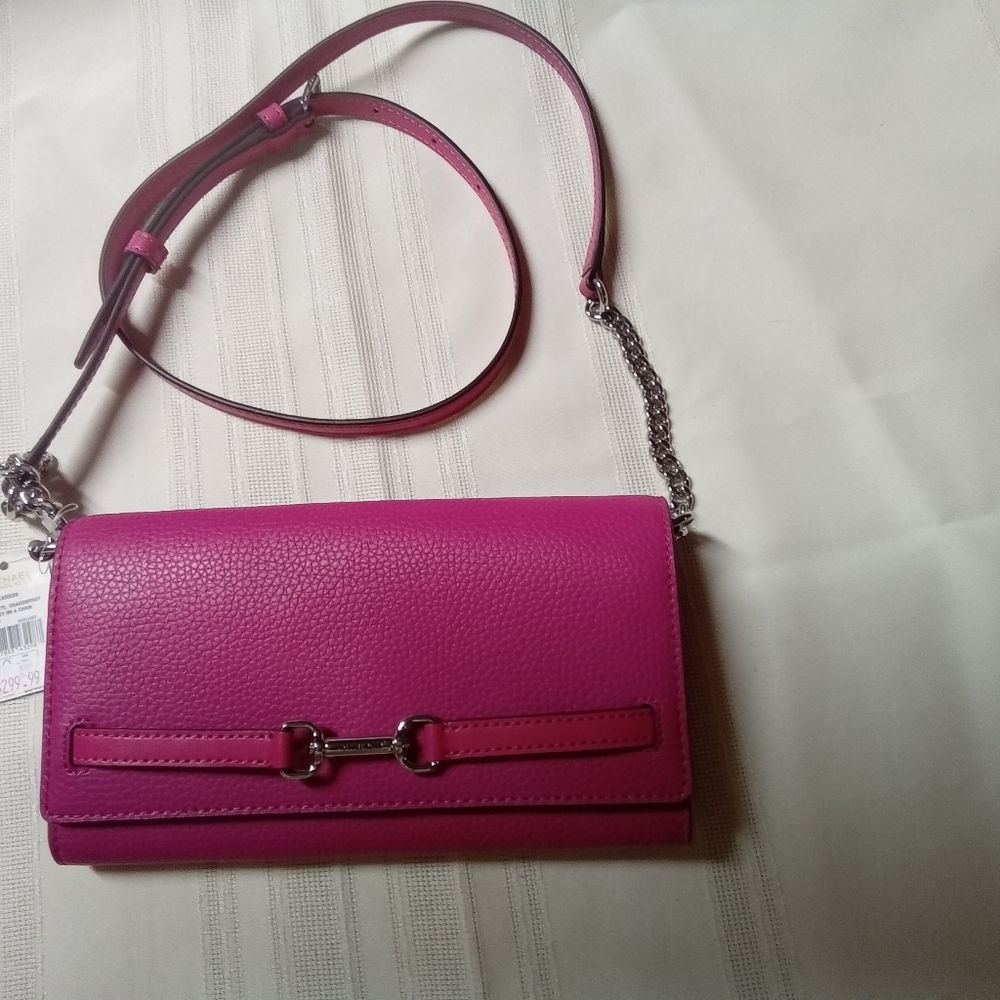 Micheal Kors New Pink Leather Crossbody Bag